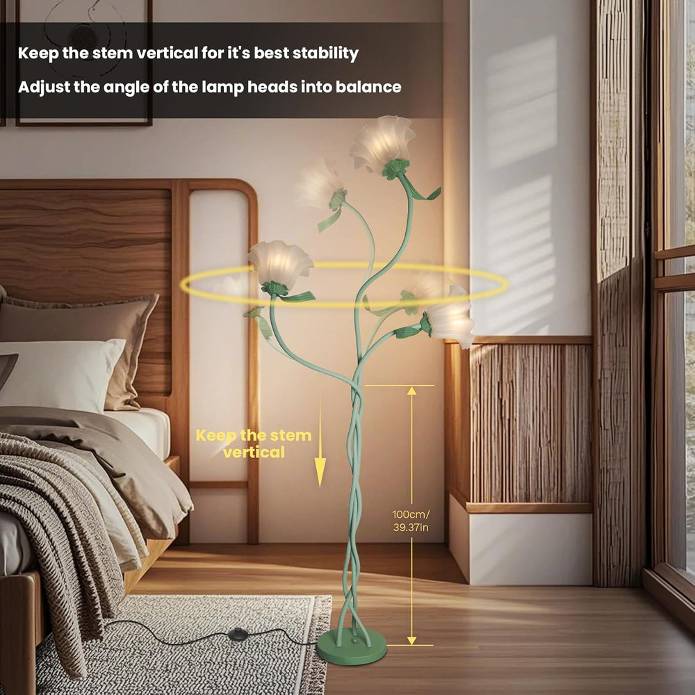 Flower Floor Lamp for Living Room, Tall Flower Reading lamp with Flexible Nec...
