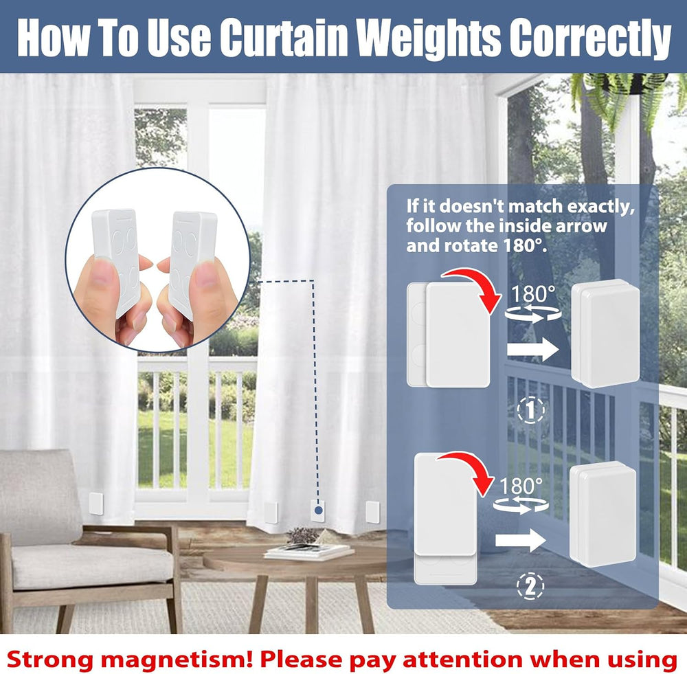 16PCS 52 oz Heavy Duty Outdoor Curtain Weights, Waterproof Magnets, White