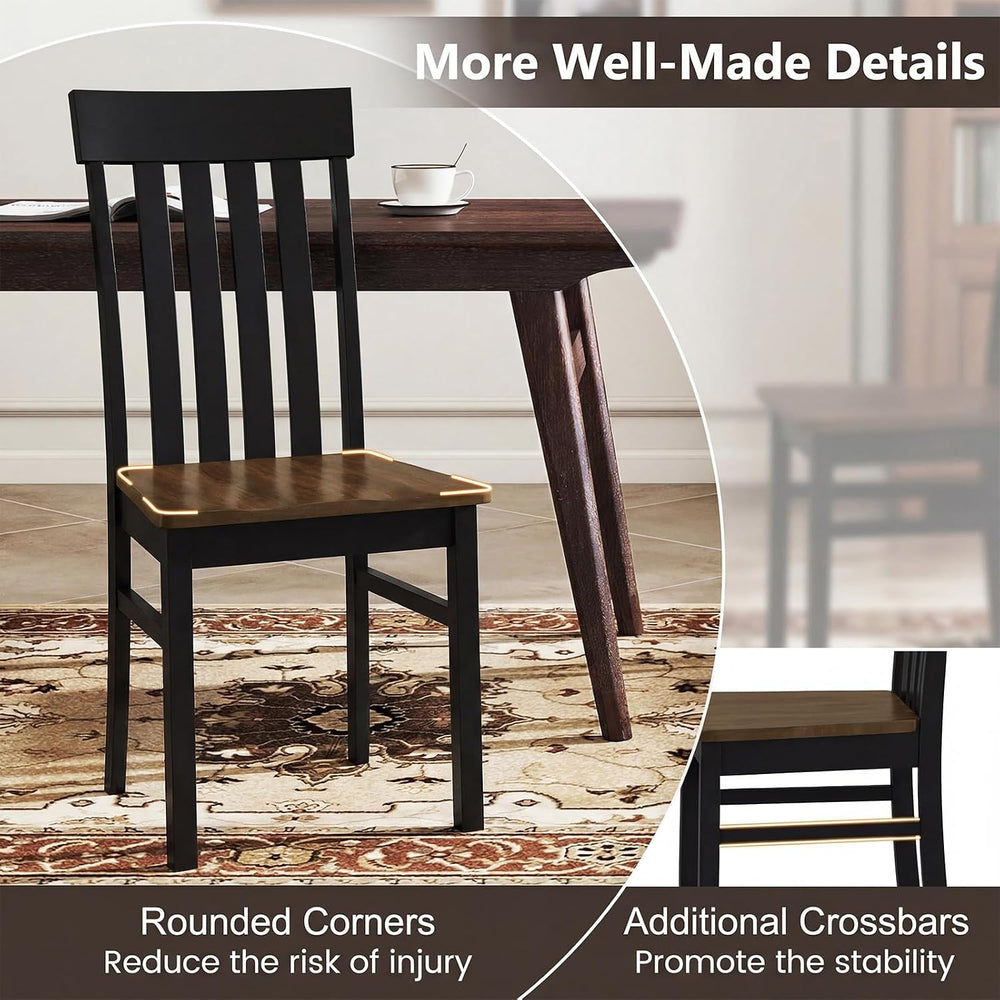 GIANTEX Wooden Dining Chairs Set of 4, Hollowed Backrest & Rubber Wood Seat