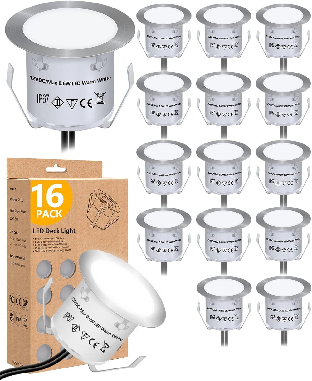 HIBOITEC Recessed LED Deck Light Kits, 12V Low Voltage Landscape Lighting, IP...