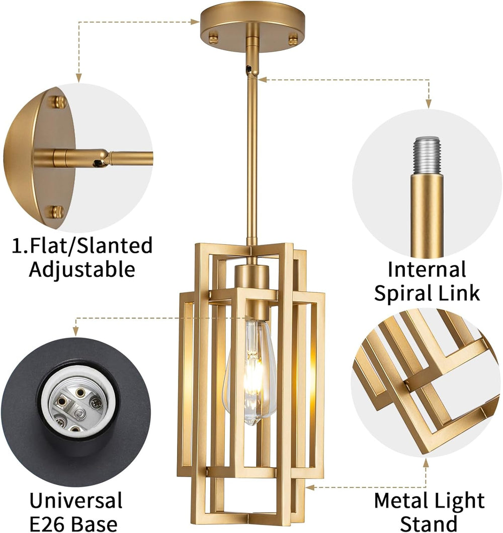 Farmhouse Pendant Light Fixtures, Gold Modern Pendant Lights 59'' Adj...