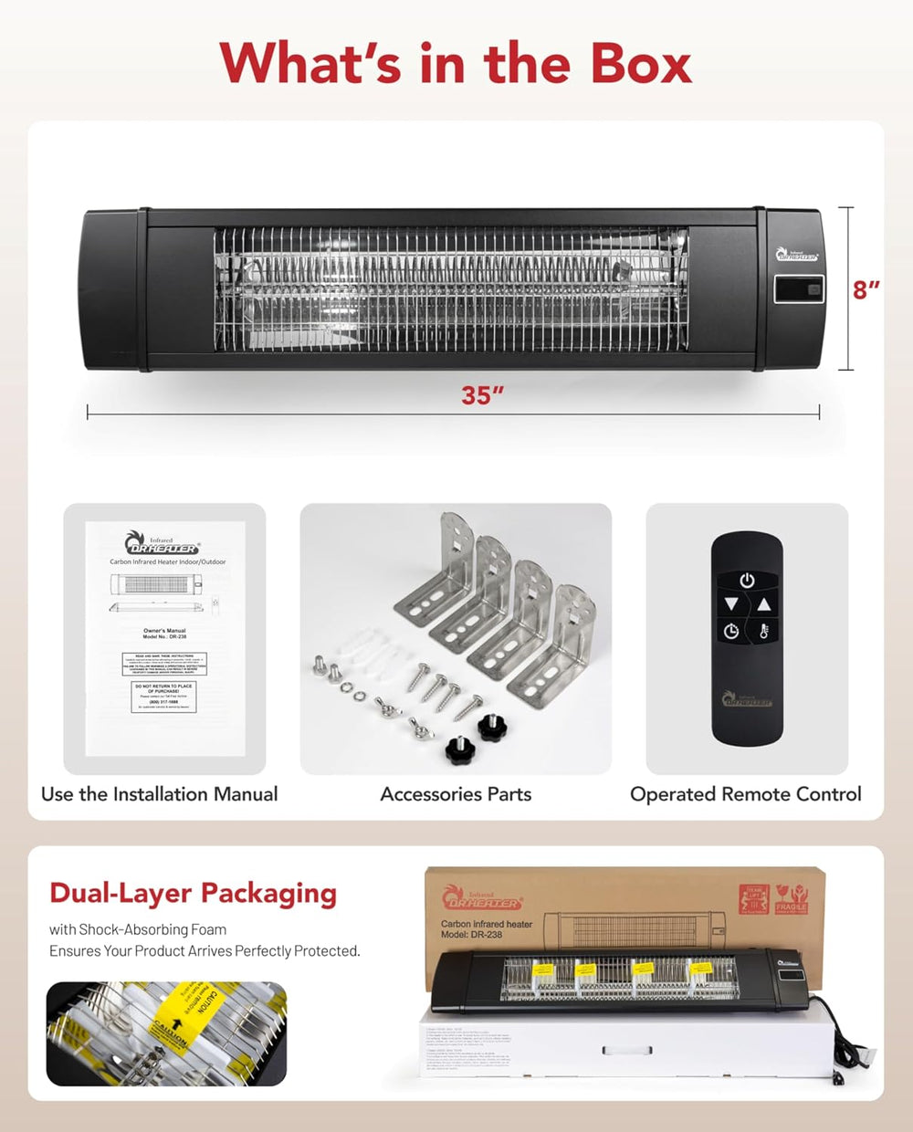 DR. INFRARED HEATER Portable Infrared Indoor and Outdoor Space Heater for Pat...