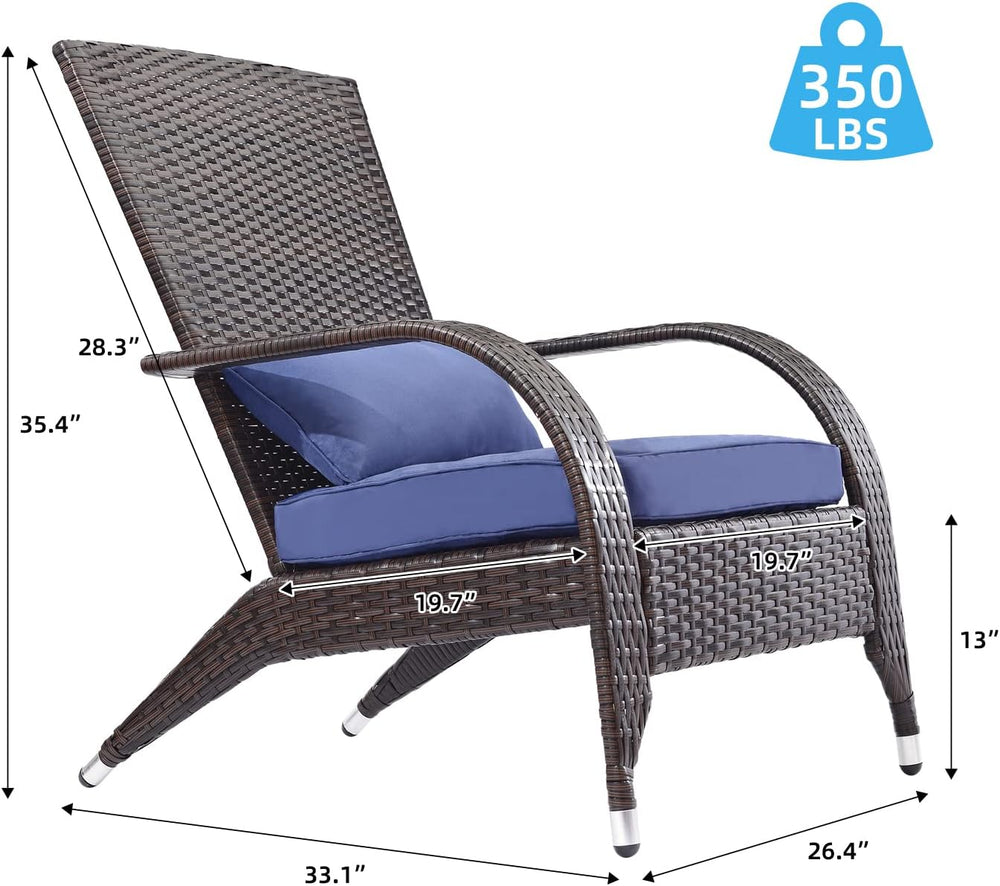Outdoor Patio Wicker Adirondack Chair Outside Fire Pit Chairs Oversized Comfy...