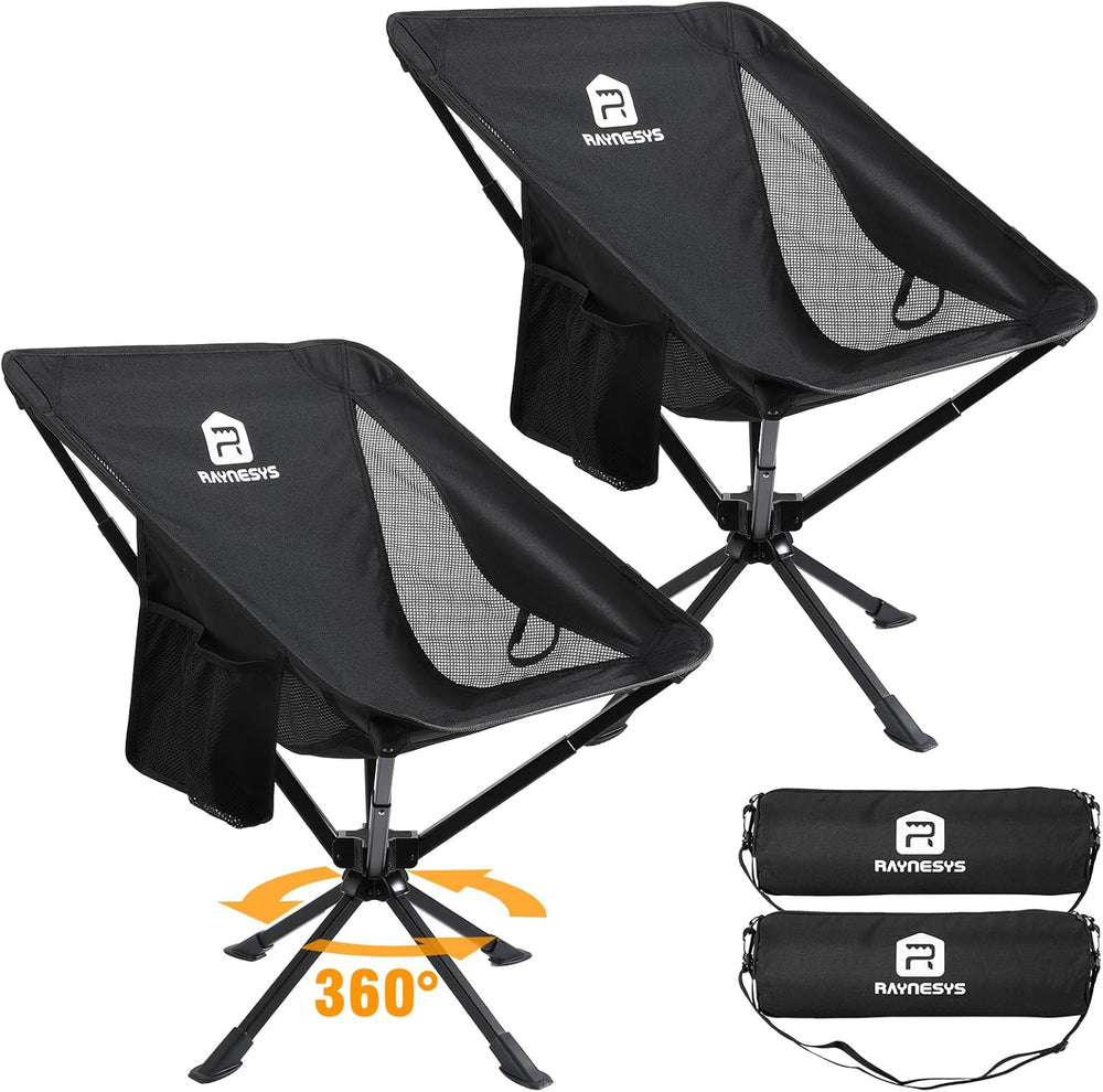 Raynesys Portable Swivel Camping Chair, 8 Seconds Quick Setup Easy Carry