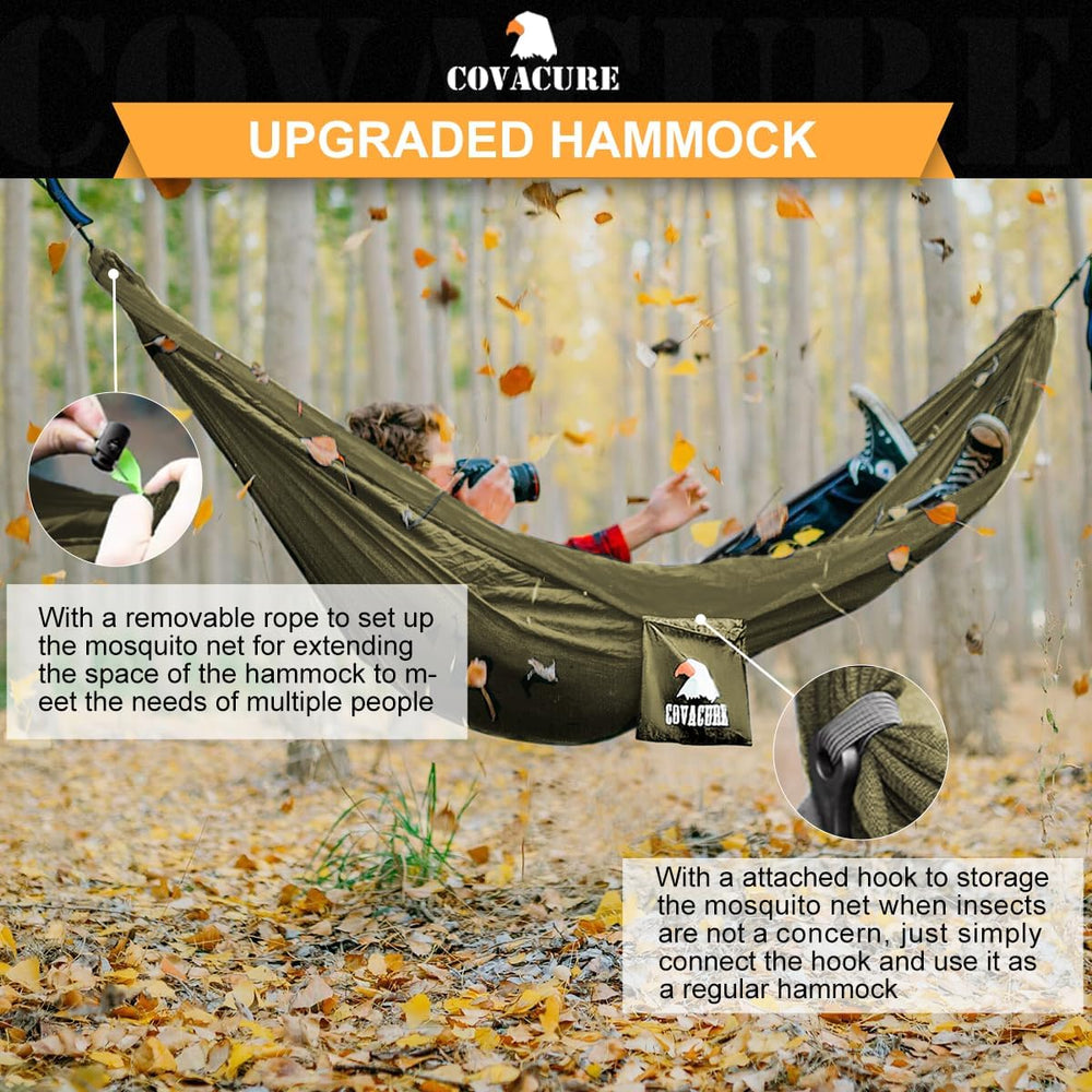 Covacure Camping Hammock, 772 lbs Capacity Double Hammock - Army Green