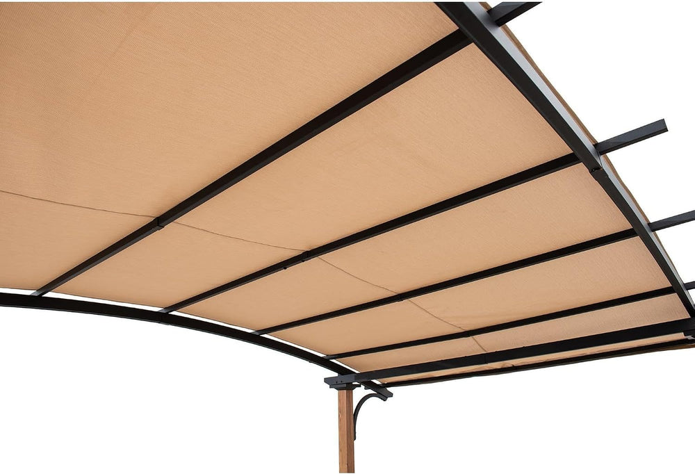 SUNJOY Outdoor Pergola 8.5 x 13 ft. Steel Arched Pergola with Tan Weather-Res...
