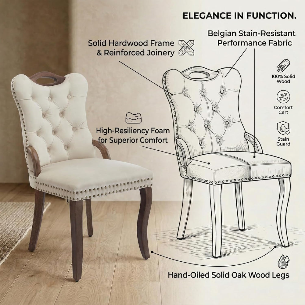 Dining Chairs Set of 8, Velvet Upholstered Kitchen Chairs with Vintage Copper...