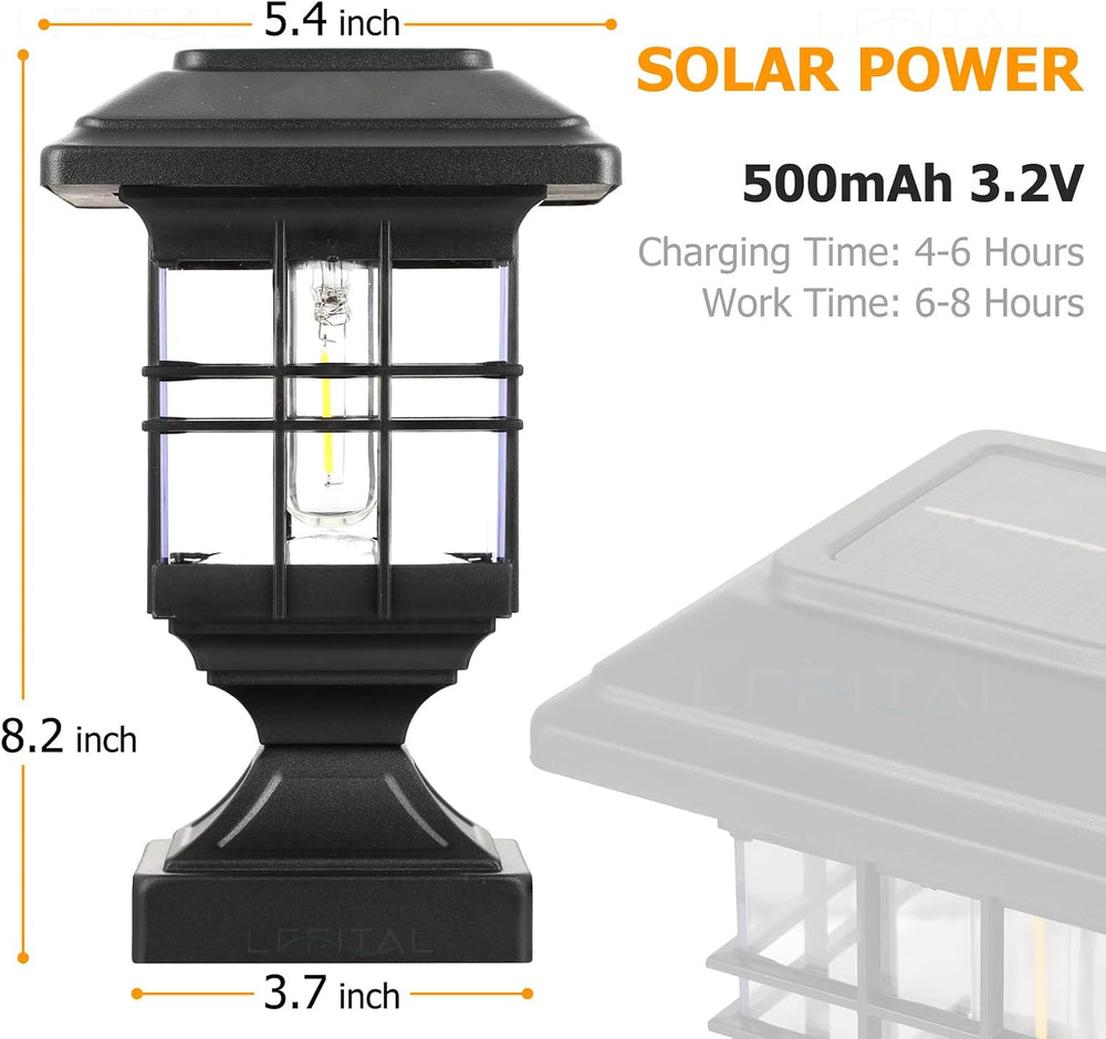 4x4 Post Solar Lights Solar Post Cap Lights Outdoor Metal 4 Pack