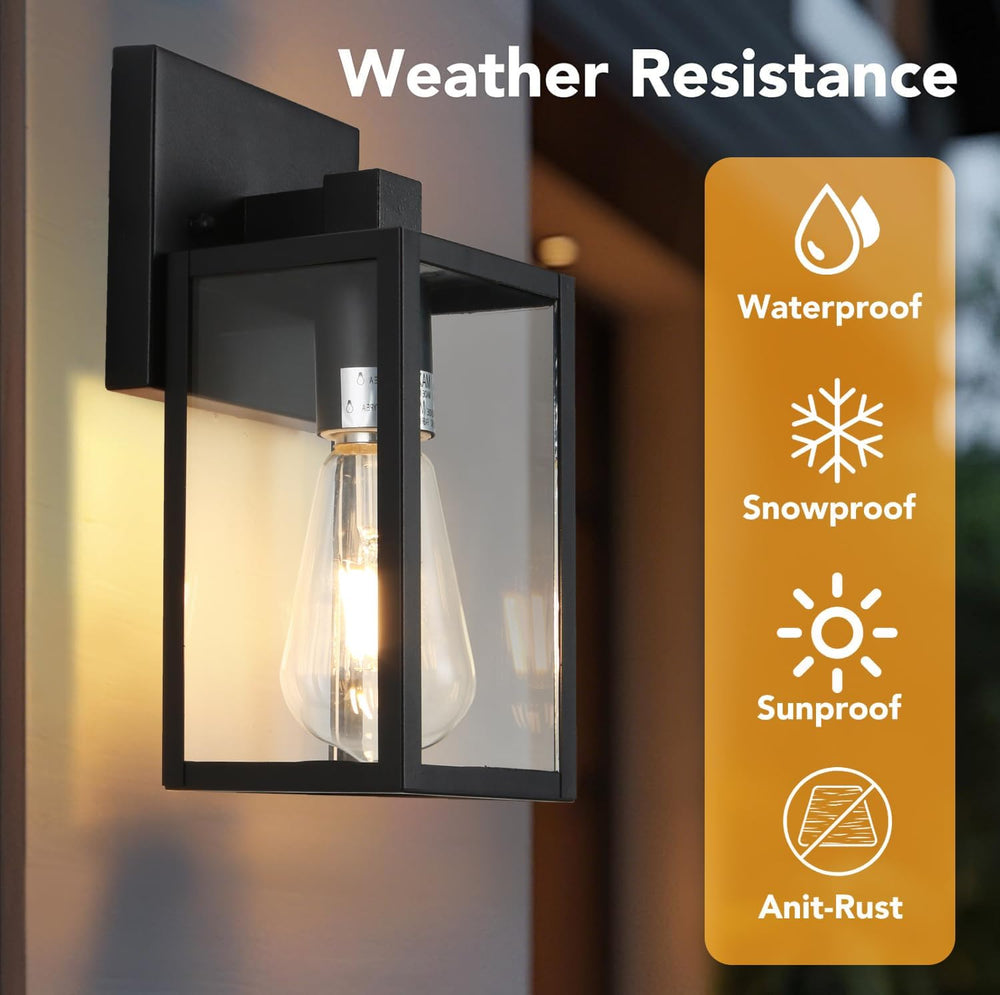 4 Pack Outdoor Light Fixtures, Black Exterior Light Wall Mount, Aluminum Porc...