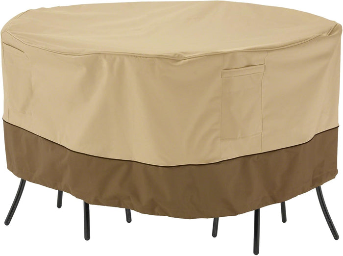 Classic Accessories Veranda Water-Resistant 52 Inch Bistro Round Patio Table & Chair Set Cover, Outdoor Table Cover