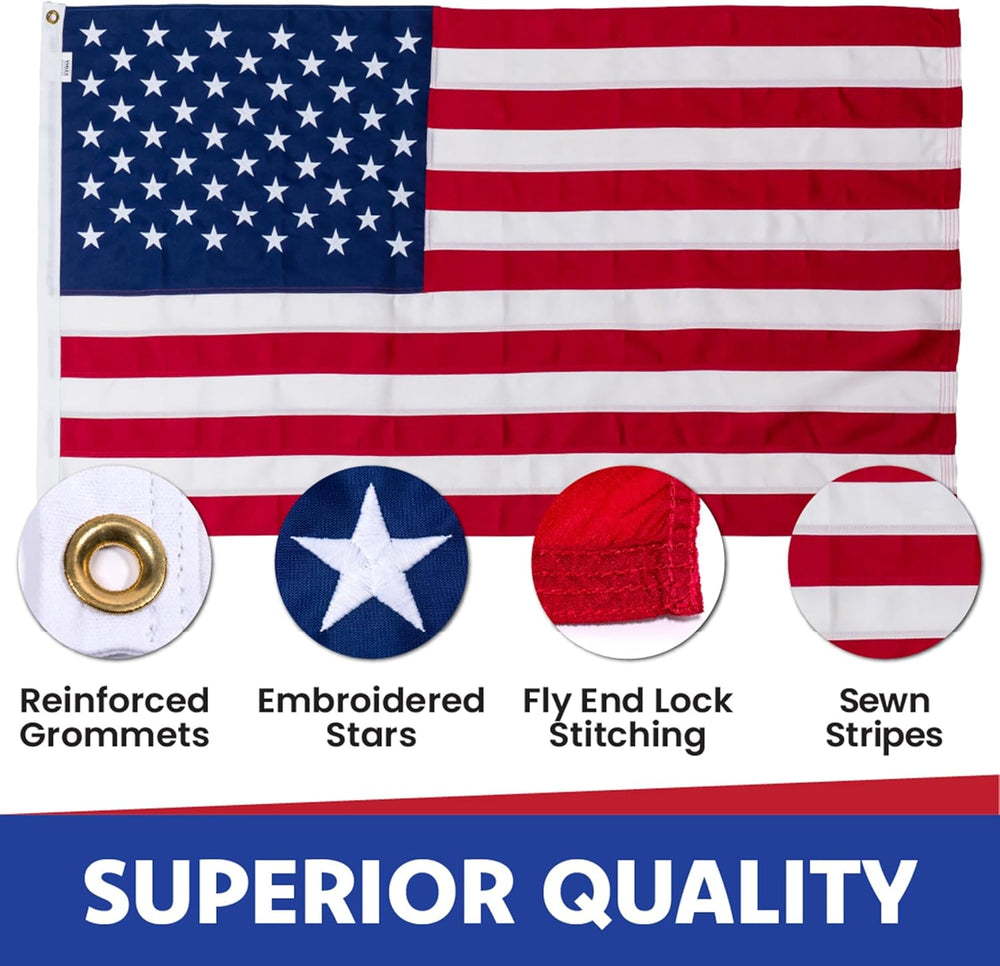 American Flag 5x8 Heavy Duty - Outdoor USA Flag Made in USA