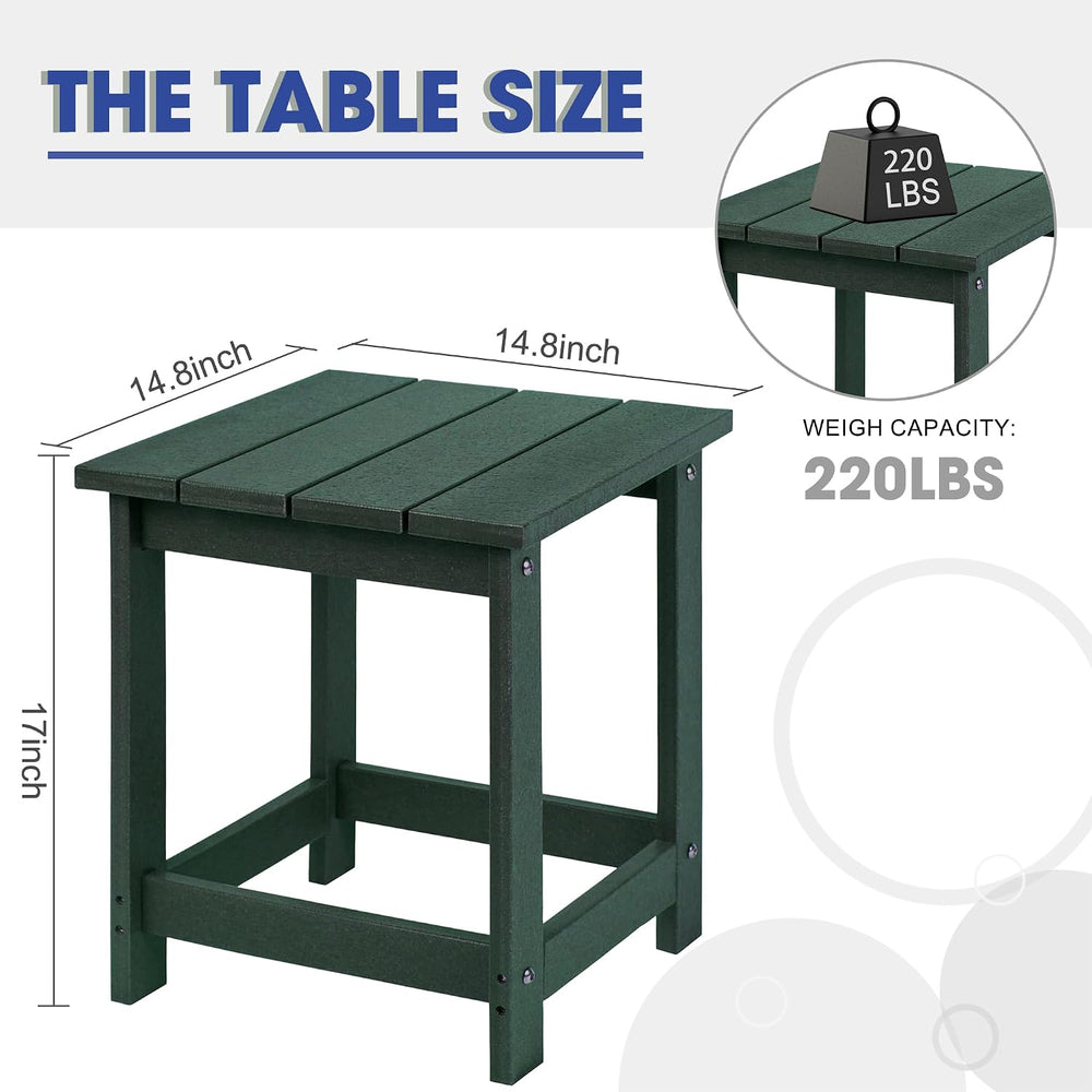 LZRS Patio Side Table, Heavy Duty HDPE Outdoor End Table with Wood Texture, W...