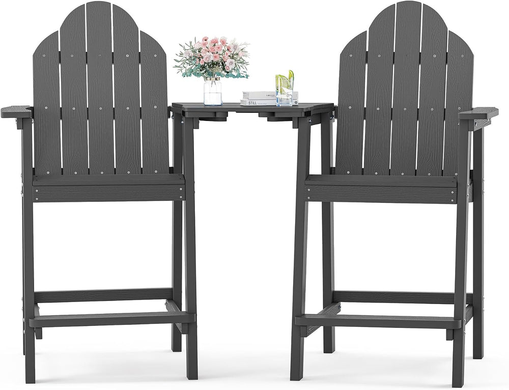 LUE BONA Tall Adirondack Chair Set of 4, HDPS Bar Height Chairs, Dark Gray