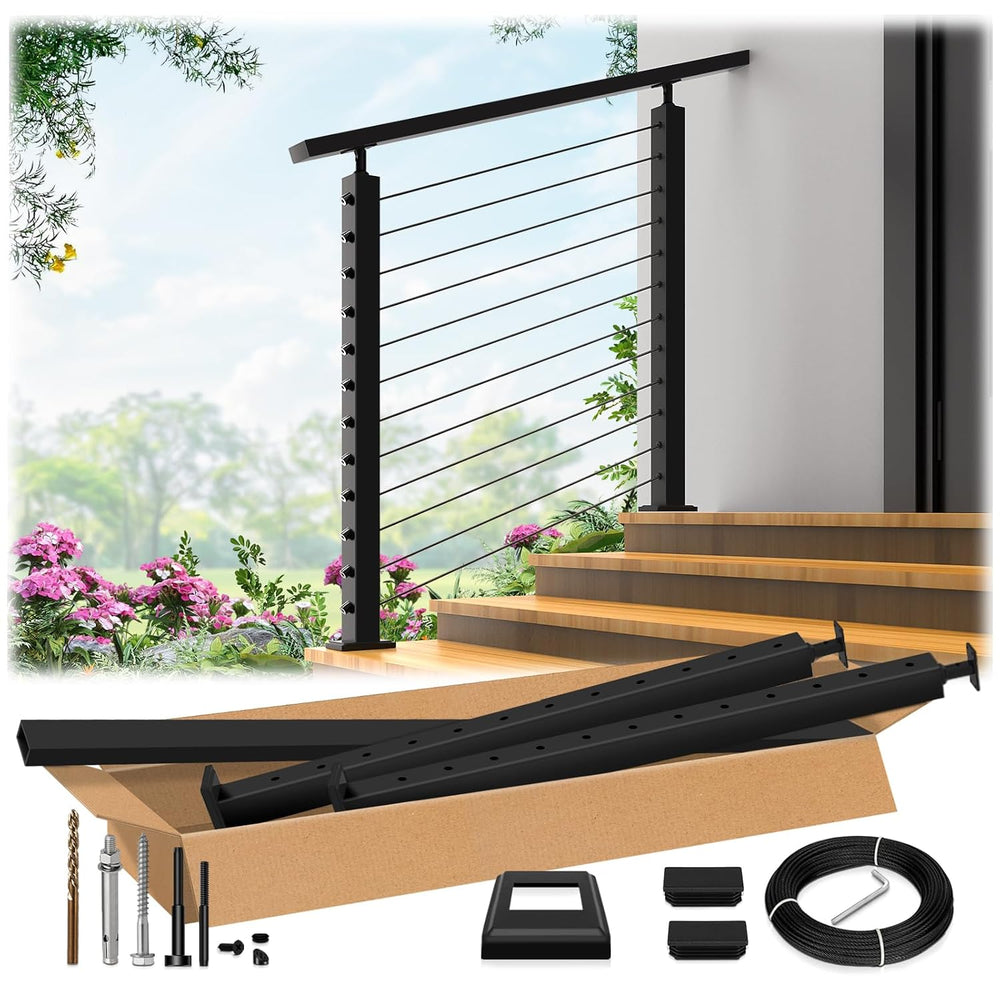 2ft-4ft Modular 42in Cable Railing System for Stair with Handrail
