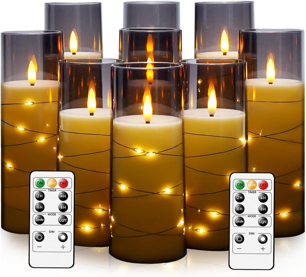 kakoya Flameless LED Candles with Timer 9 Pc Flickering Flameless Candles for...