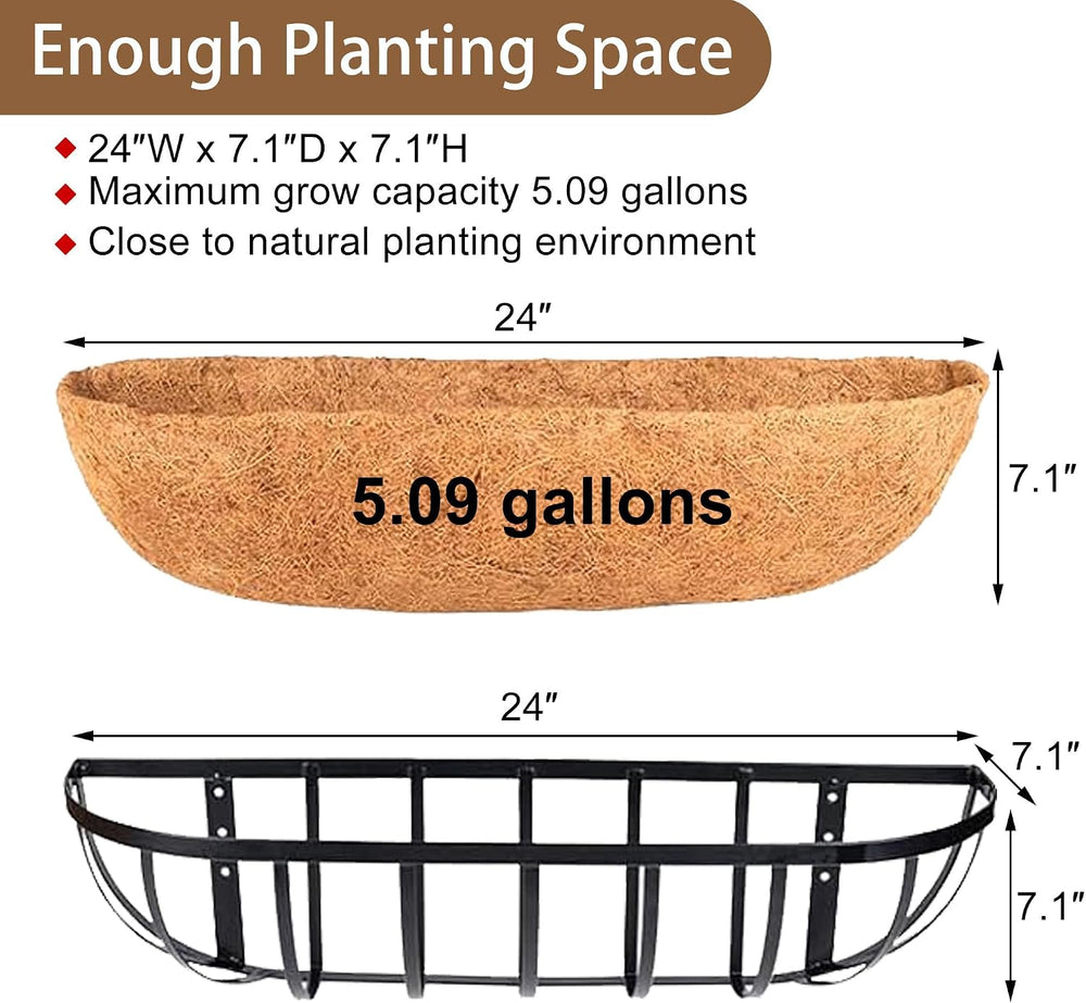 16 Inch Window Baskets with Coconut Liner Outdoor Wall Planter for Plants Lon...