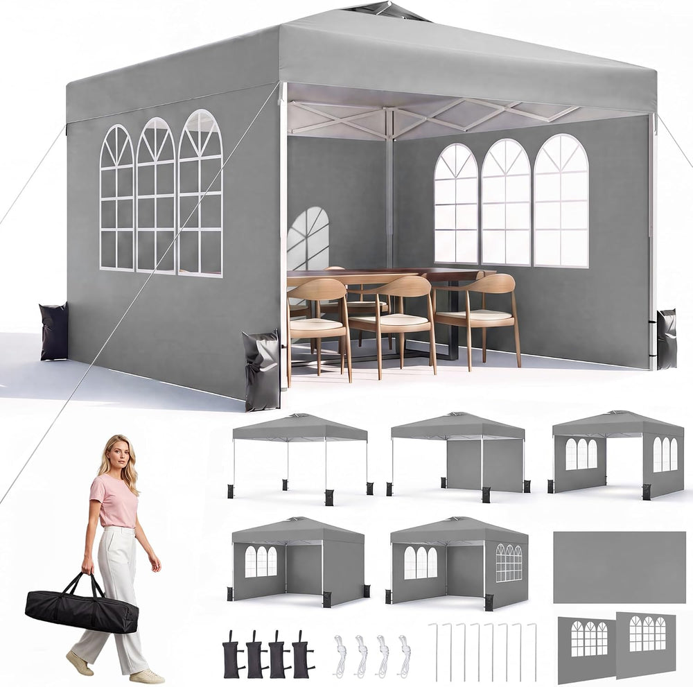 10x10 Pop Up Canopy Tent with 3 Sidewalls & Double Roof Vents