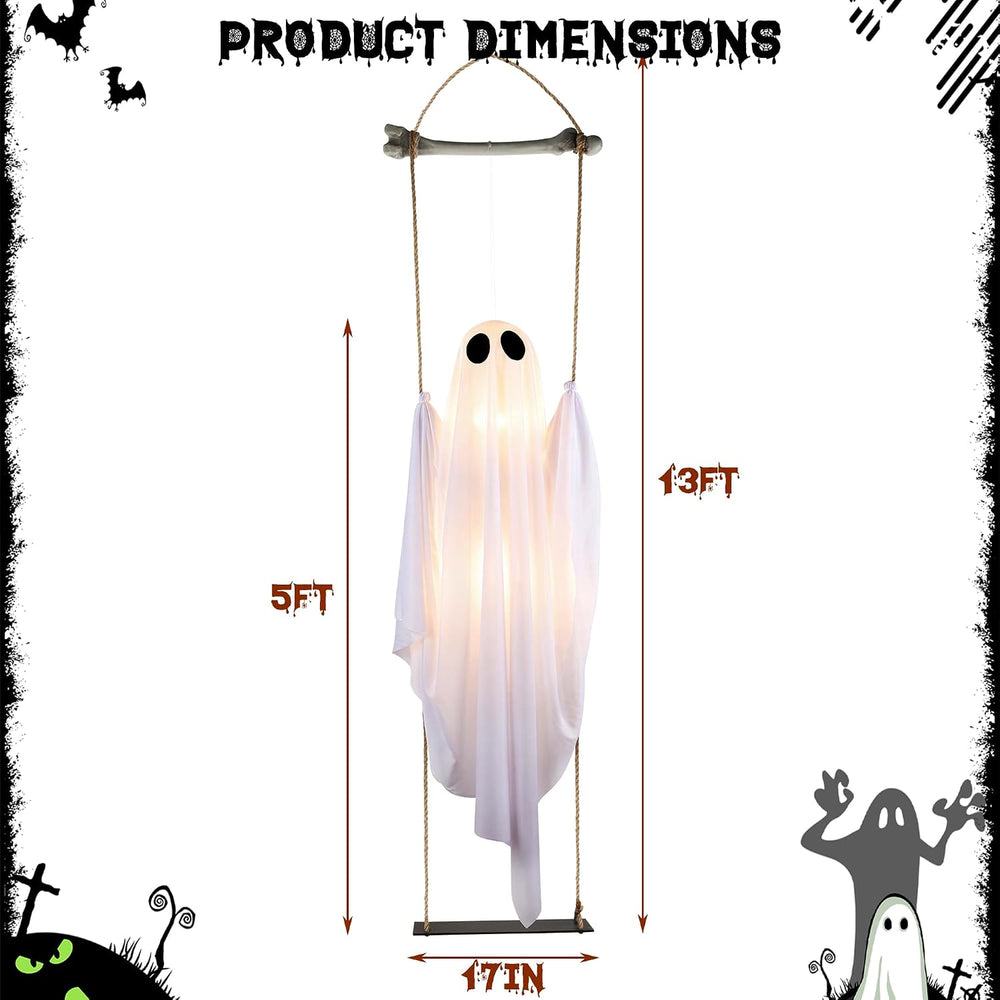 Halloween Decorations Outdoor Indoor, 5 FT Large Pre-Assembled Swinging Ghost...