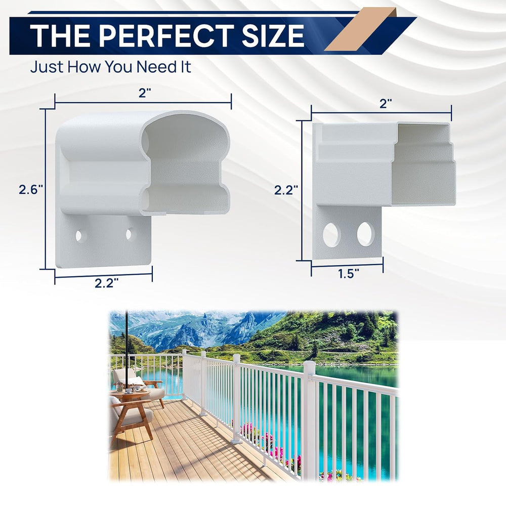 Egadis 4 Pack Modular Aluminum Fixed Railing Bracket, White