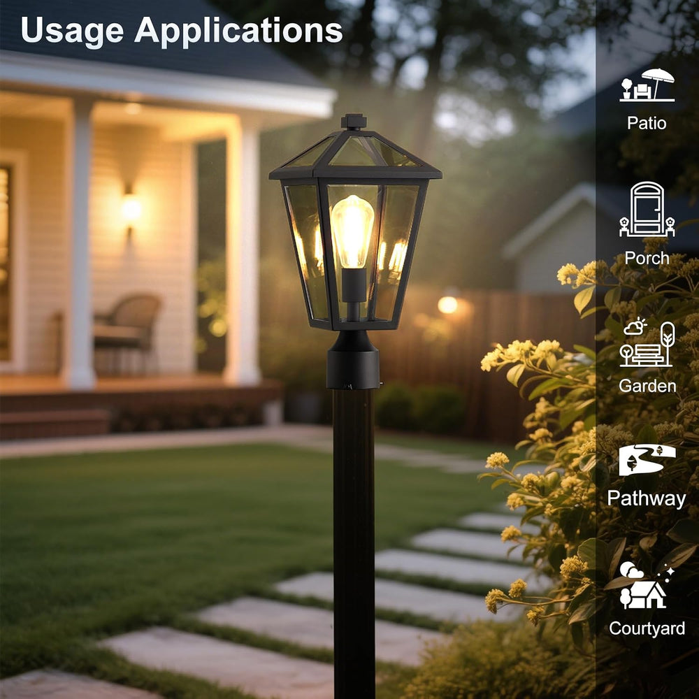 16.4in Outdoor Post Pole Light Modern Aluminum Exterior Pillar Lantern with C...