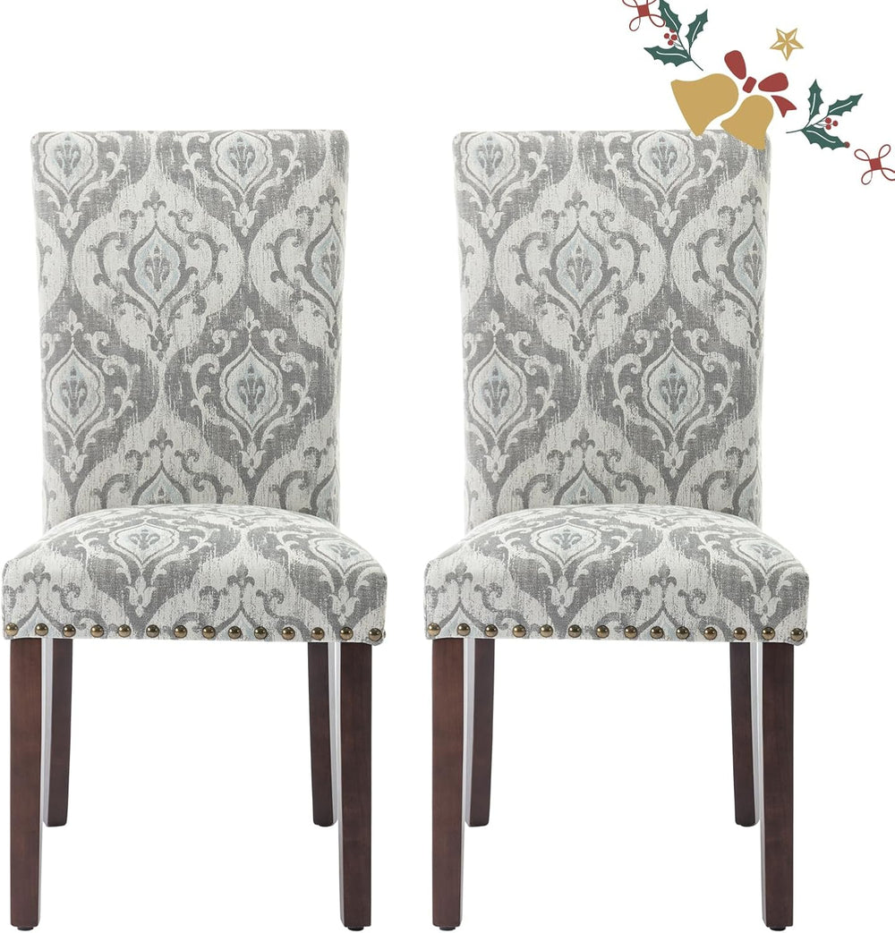 Parsons Dining Chairs Set of 2, Upholstered Nailhead Dining Room Kitchen Side...