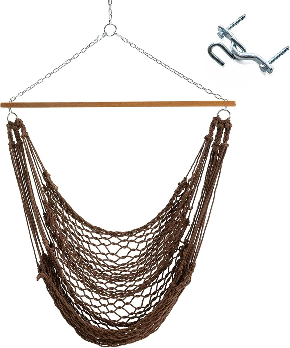 Original Pawleys Island Single Hammock Chair – Antique Brown DuraCord Rope, 3...