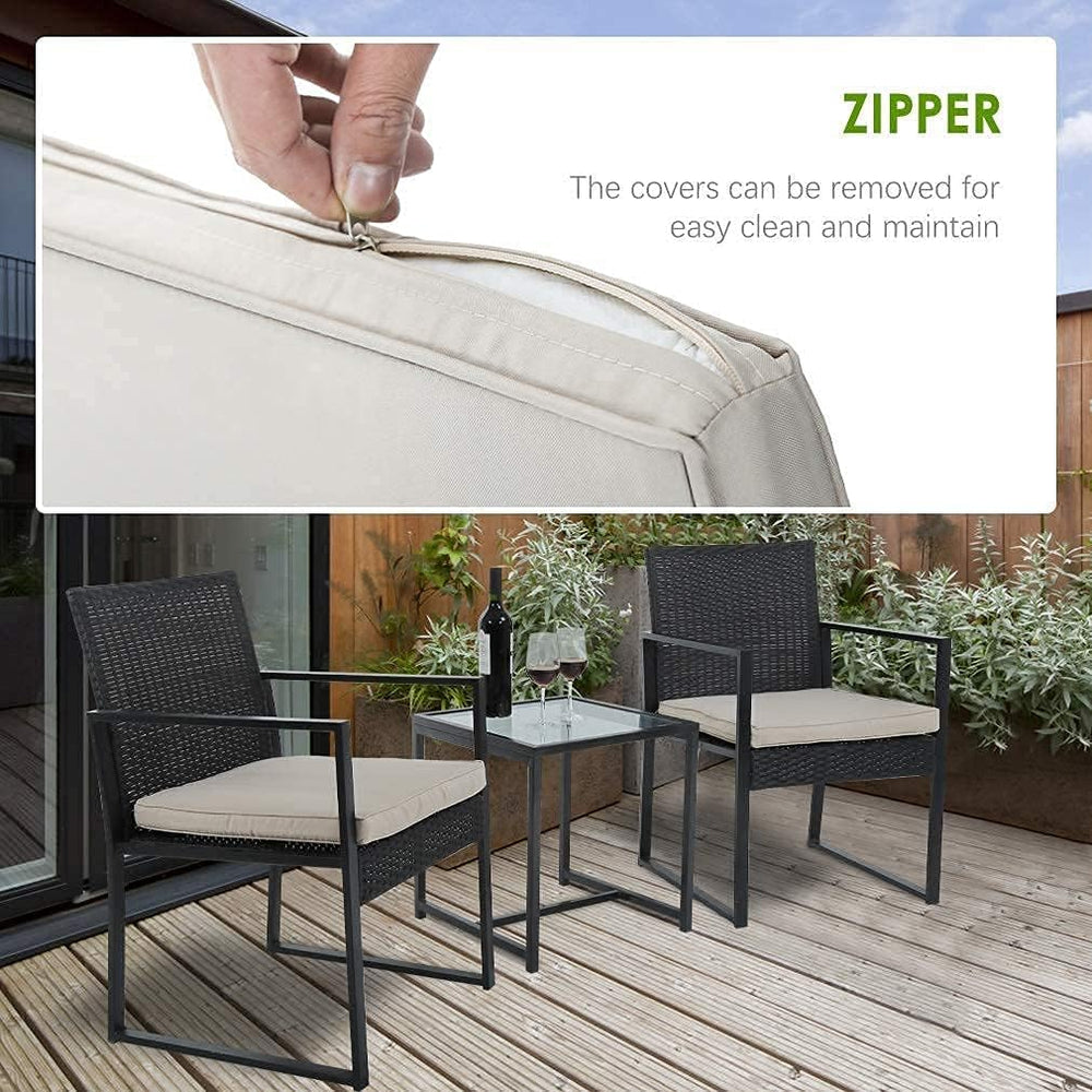 3 Pieces Outdoor Patio Furniture Sets Wicker Porch Furniture Bistro Table Rat...