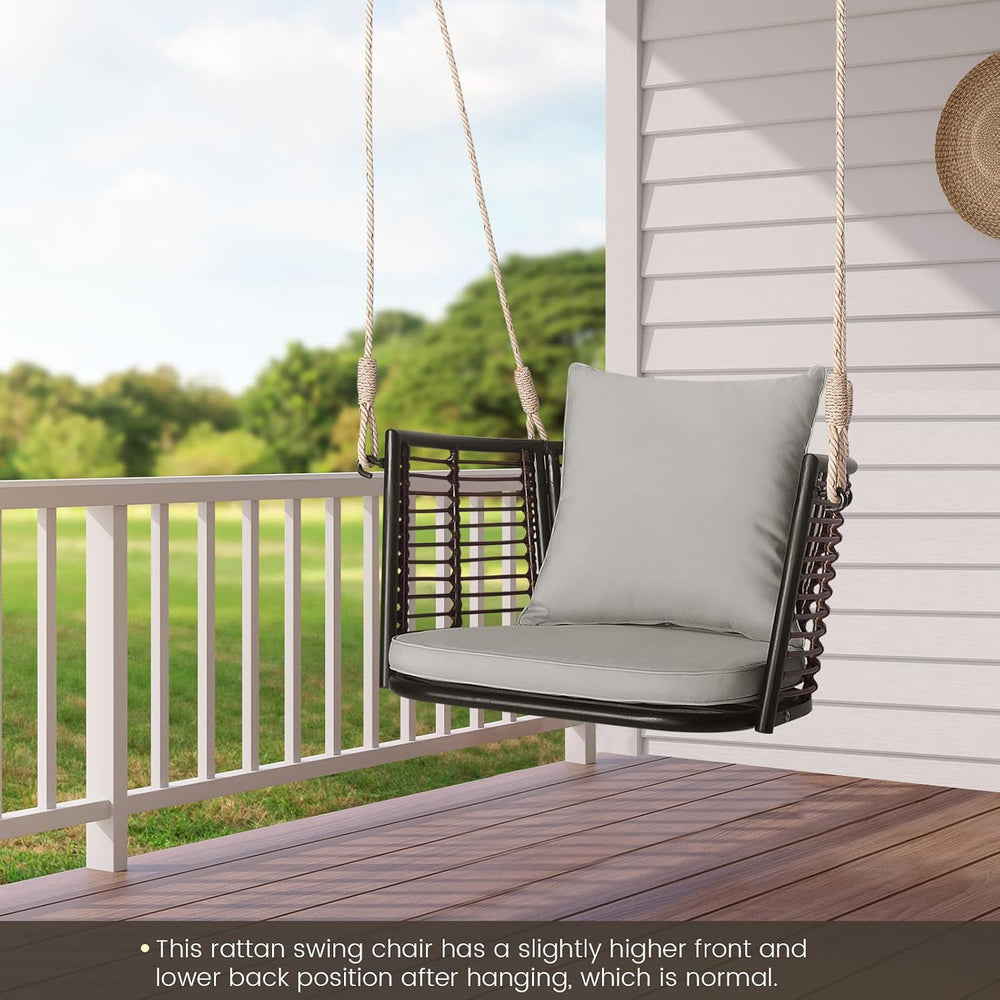 HAPPYGRILL 2 Pack Outdoor Porch Swing with Seat Cushion & Back Cushion