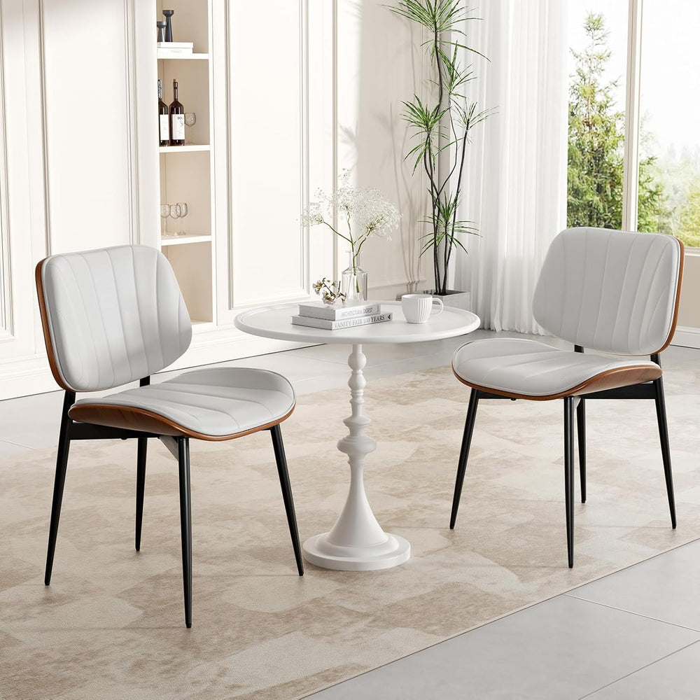 Dining Chairs Set of 2, Mid Century Modern Dining Room Chair, Upholstered Fau...