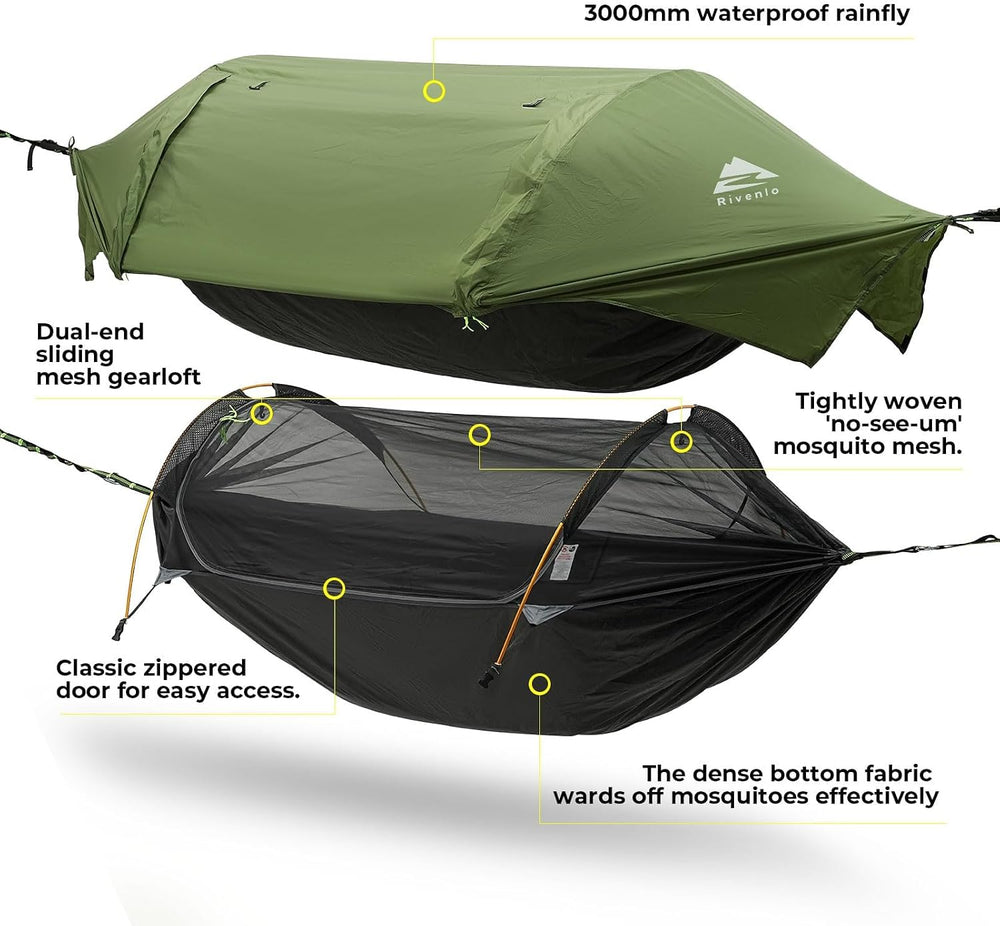 Camping Hammock Tent with Mosquito Net & RainFly, 3 in 1 Waterproof Porta...