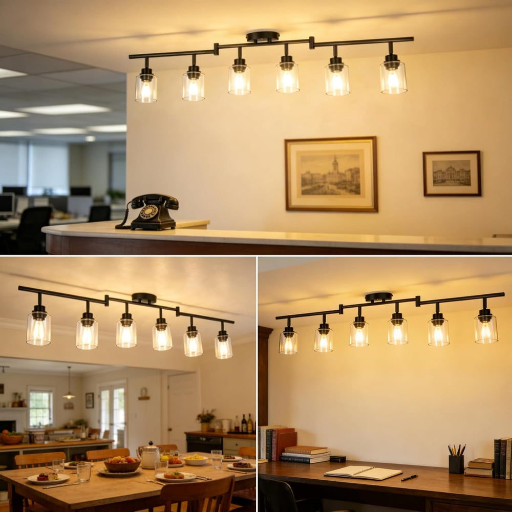 HiBay 6-Light Black Track Lighting Fixture Ceiling, Adjustable Spotlights