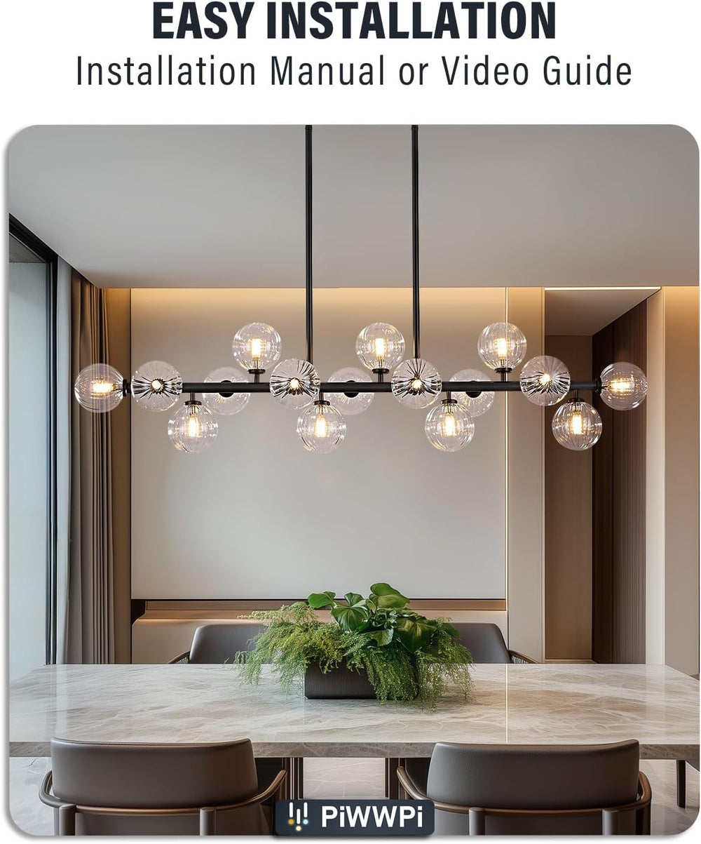 Large Linear Chandeliers for Dining Room Kitchen Island, 55" Long Light ...