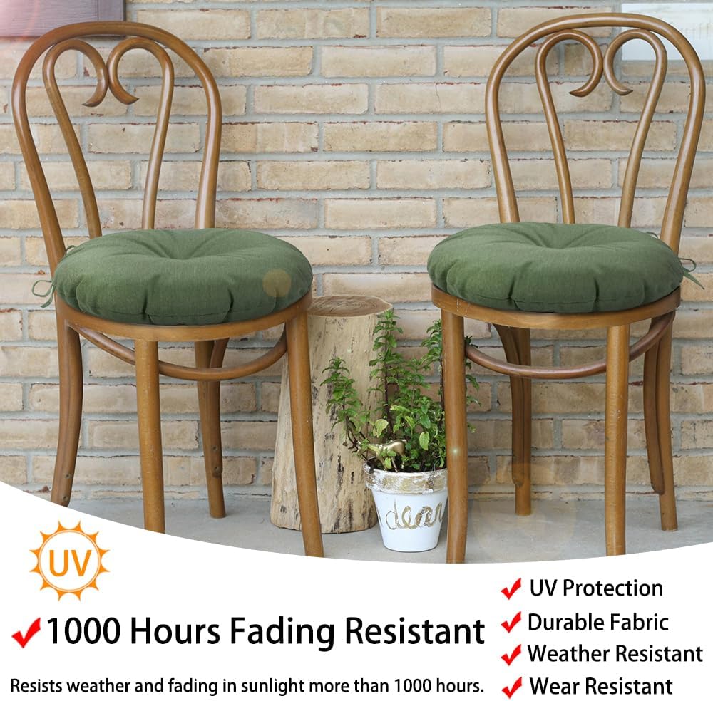 Magpie Fabrics 15" Round Bistro Seat Cushions with Ties, Set of 2, Water...