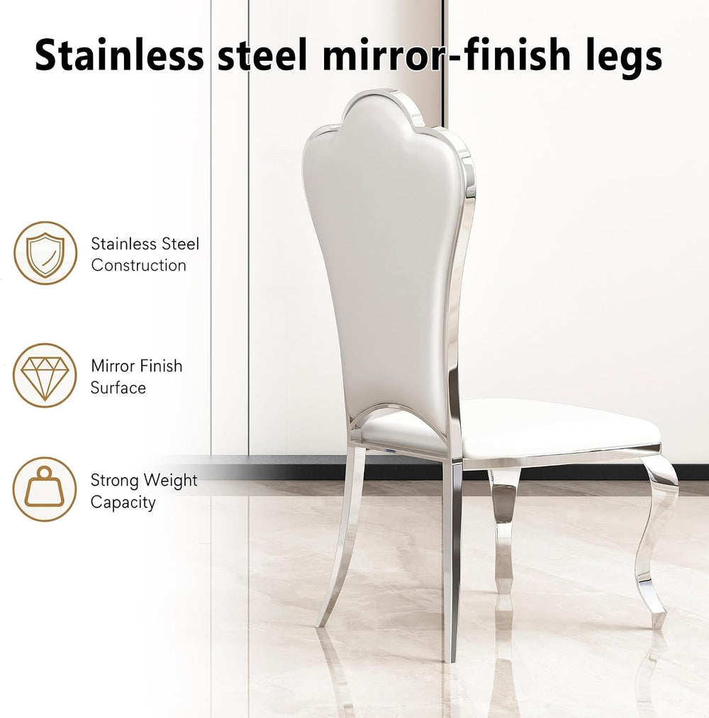 HomVent Leatherette Stainless Steel Dining Chairs Set of 4,Comfortable Uphols...