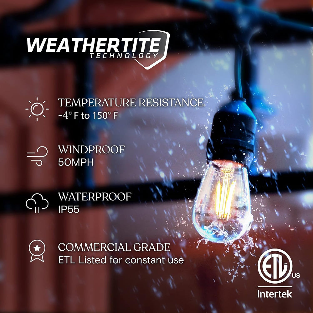 Brightech Ambience Pro LED Outdoor String Lights - Commercial Grade Waterproo...
