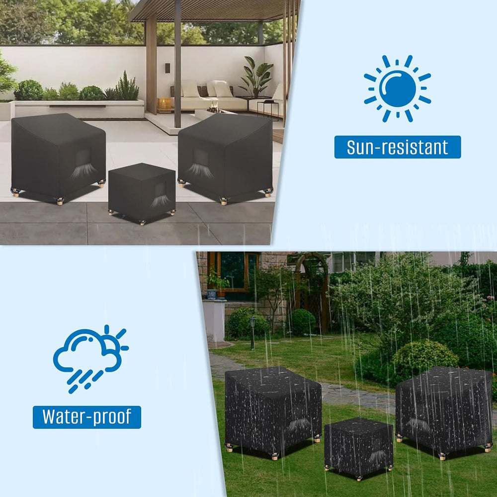 SIRUITON 3 Piece Outdoor Veranda Patio Garden Furniture Cover Set