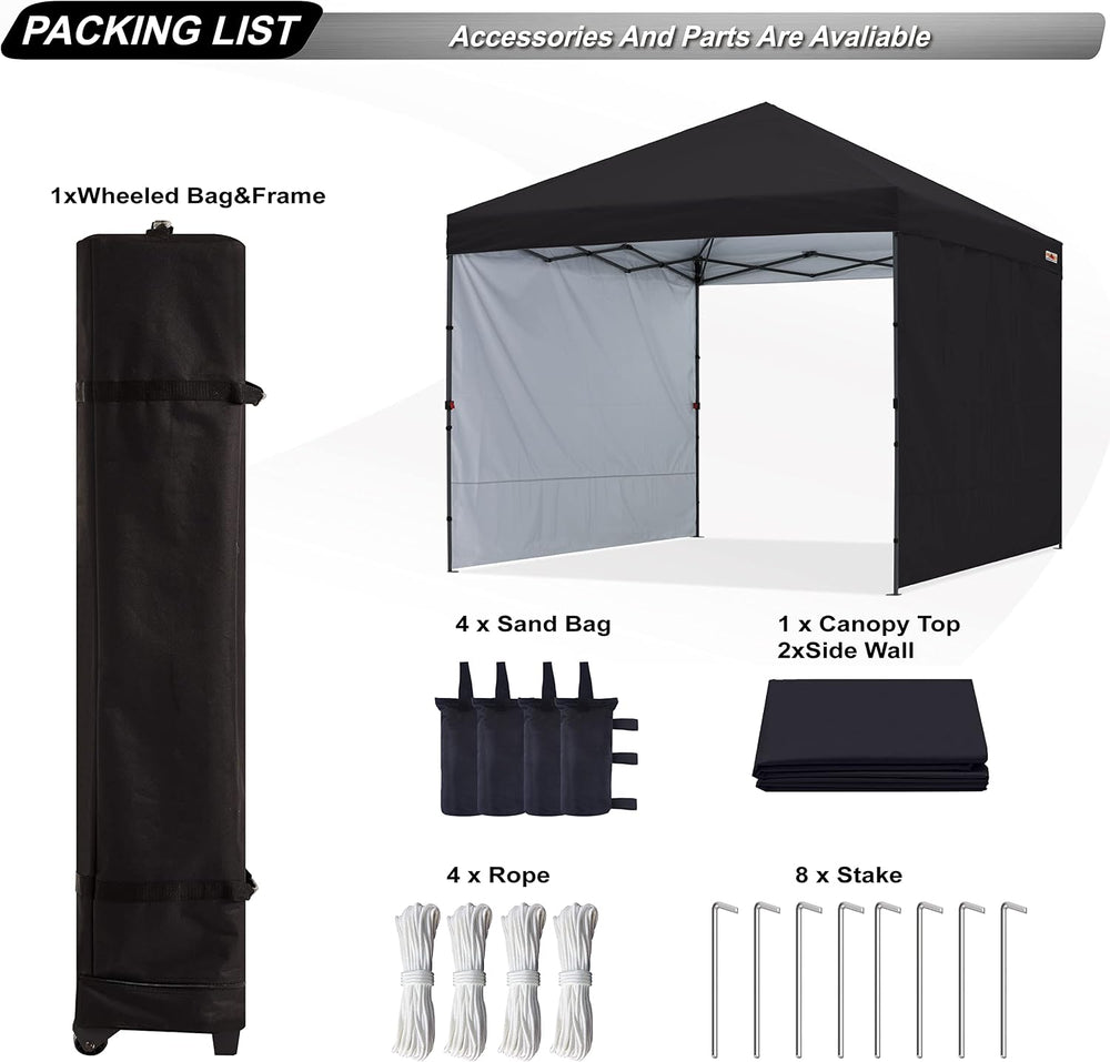 ABCCANOPY Easy Pop up Canopy Tent with 2 Sidewalls for Outdoor Sun Blocking o...