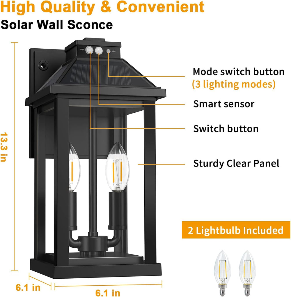 Solar Wall Lights Outdoor with 3 Lighting Modes & Motion Sensor, Outdoor ...