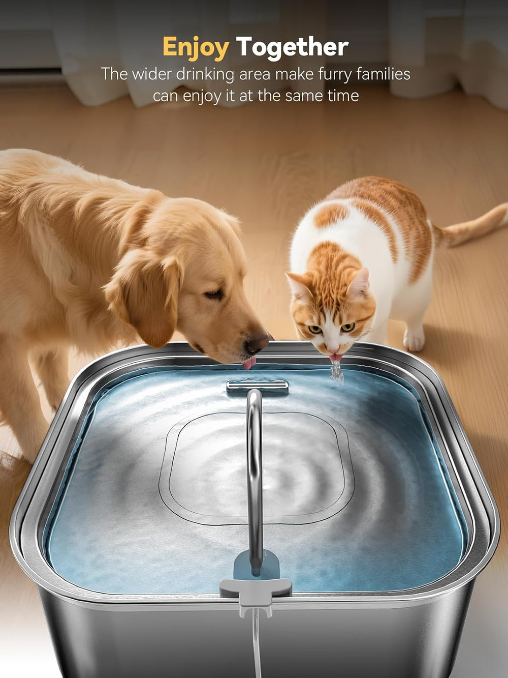 Large Dog Water Fountain 14L/3.7Gal, Stainless Steel Pet Fountain for Large D...