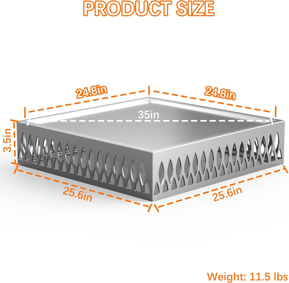 Stainless Steel Fire Pit Base for Surface Protection, X24 (25.6 Inch) Metal F...