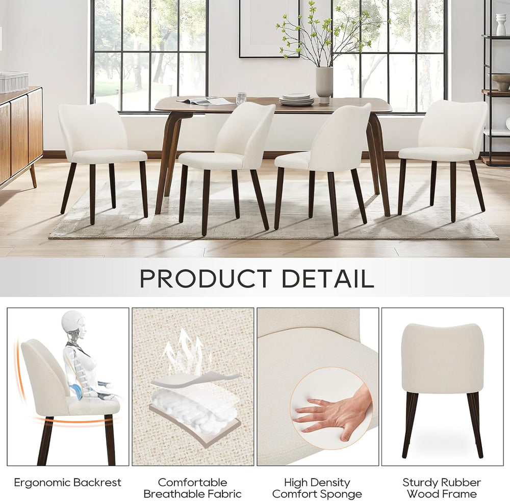 COLAMY Upholstered Dining Chairs Set of 2, Modern Fabric Dining Room Kitchen ...