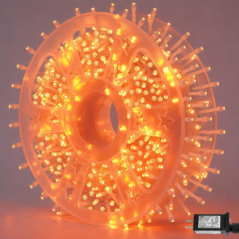 QITONG Halloween String Lights Outdoor Waterproof, 165ft 500 LED Orange led L...