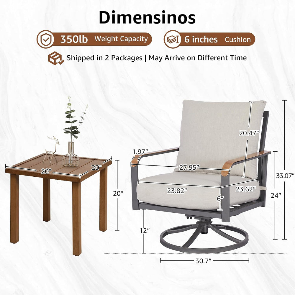 NATURAL EXPRESSIONS Patio Swivel Chairs Set of 2,Outdoor Rocker Chairs Set wi...