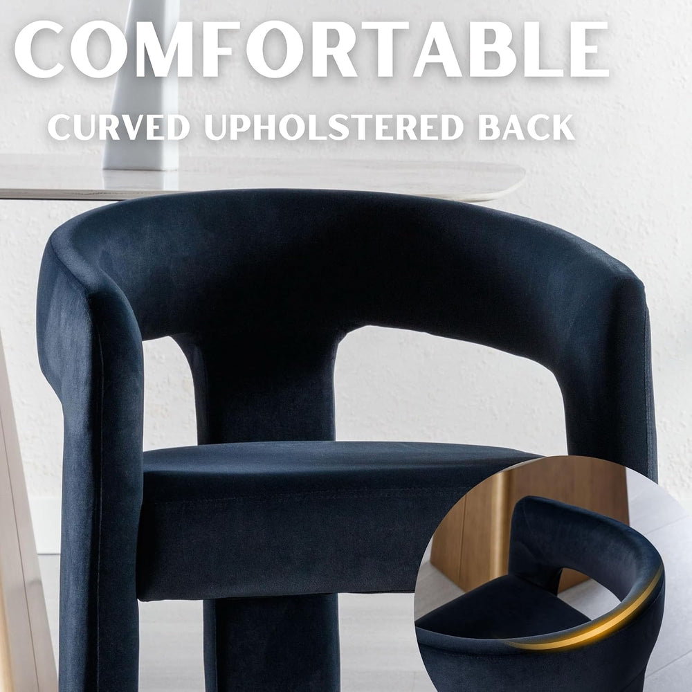 RIVOVA Modern Barrel Dining Chair, Velvet Upholstered Accent Side Chair with ...