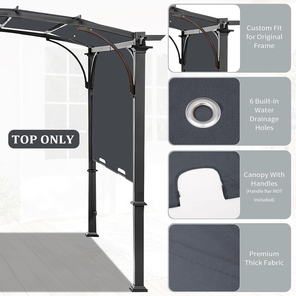 slashome 200 x 103 Pergola Replacement Canopy, Fits L-PG152PST-B, Dark Gray