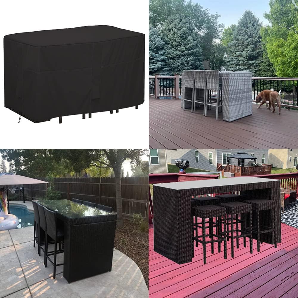 Outdoor Bar Height Dining Set Cover Heavy Duty Waterproof Patio