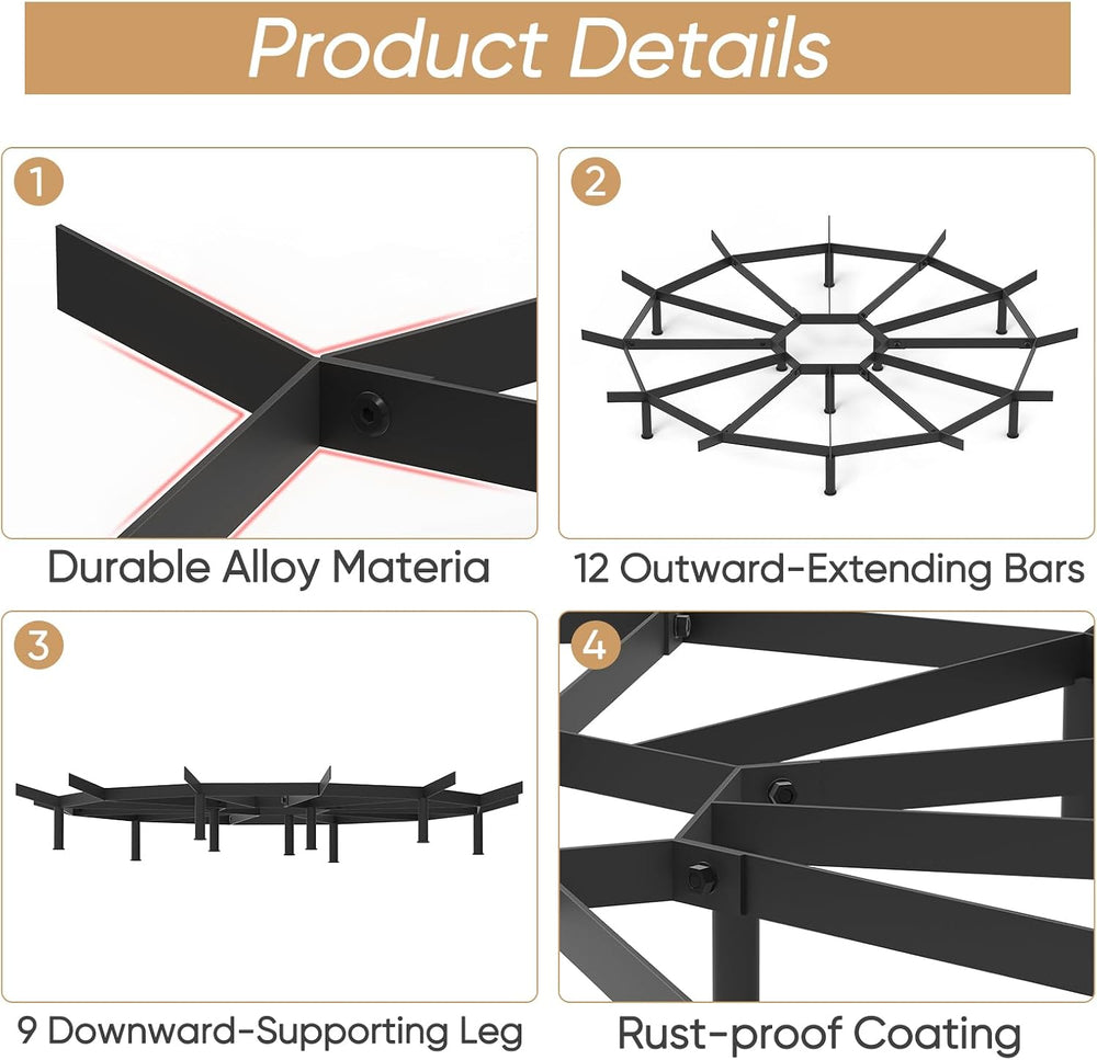 FireGrate 24-Inch Round Heavy-Duty Steel Fire Pit Grate, 9 Legs & 12 Bars