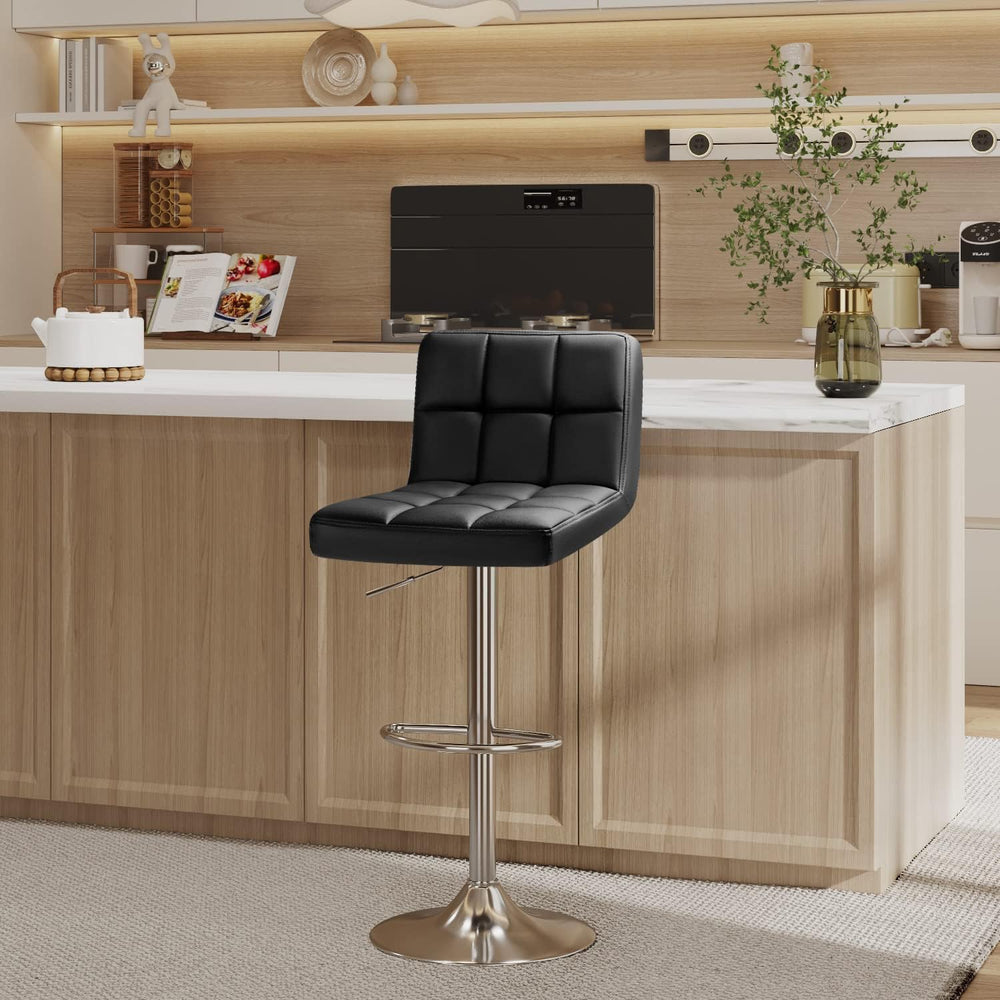 Furmax Bar Stools Modern Pu Leather Swivel Adjustable Hydraulic Bar Stool Squ...