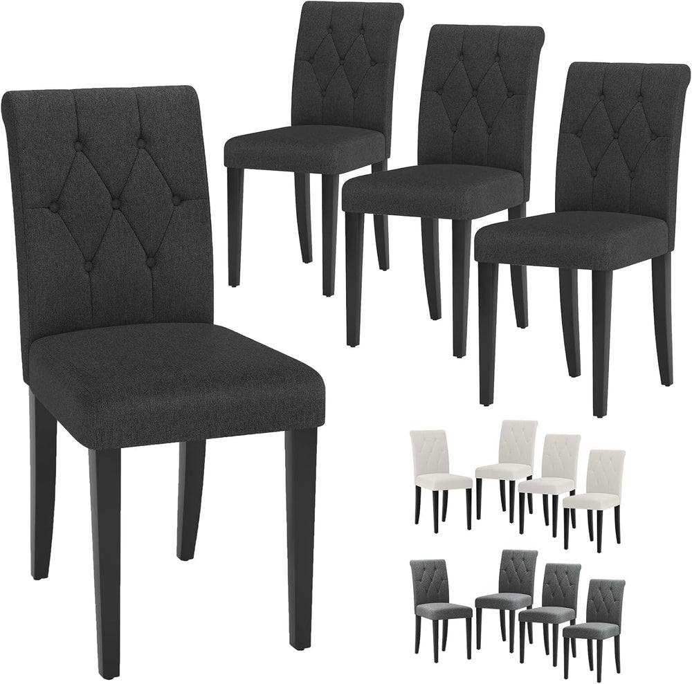 Welzona Upholstered Dining Chairs Set of 4, Button Tufted Parsons Dining Chai...