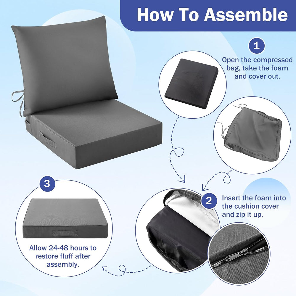 IASEAHK Outdoor Seat Cushion Set, Waterproof & Fade Resistant Patio Chair...